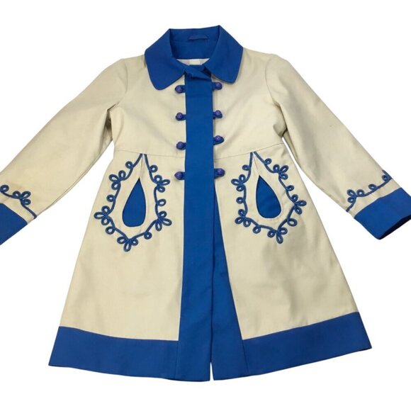 Vintage Ellerie Fashions Young Girls Coat Jacket Braided Blue Trim Size 8 ? - Picture 1 of 10